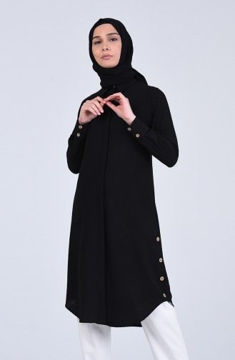 Gizli Düğmeli Tunik 5704-06 Siyah