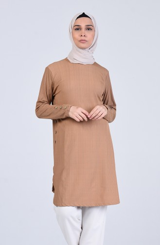 Düğme Detaylı Tunik 1019-01 Camel