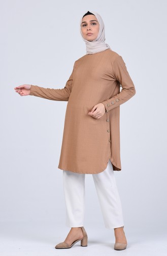 Düğme Detaylı Tunik 1019-01 Camel