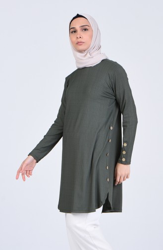 Düğme Detaylı Tunik 1019-03 Haki