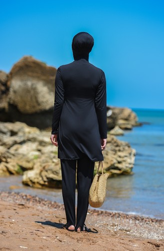 Schwarz Hijab Badeanzug 01