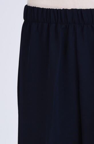 Elastic Waist Wide Leg Trousers 0282-03 Navy Blue 0282-03