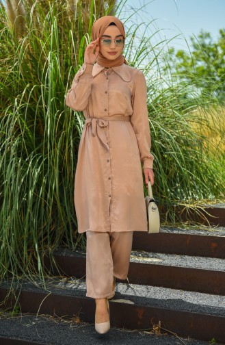 Belted Tunic Trousers Double Suit 9000-01 Beige 9000-01