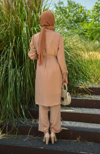 Belted Tunic Trousers Double Suit 9000-01 Beige 9000-01
