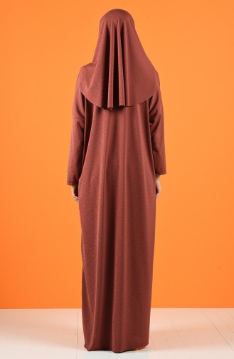 Penye Krep Namaz Elbisesi 1120-01 Kiremit