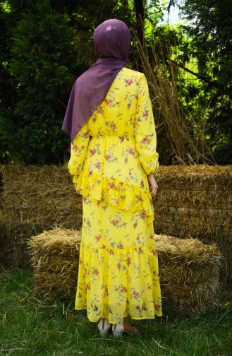 Robe Mousseline a Motifs 8221-01 Jaune 8221-01