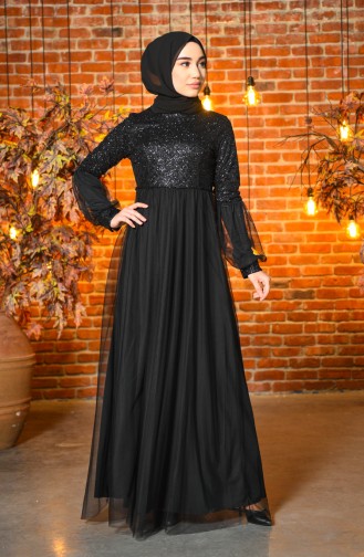 Black Hijab Evening Dress 5239-05