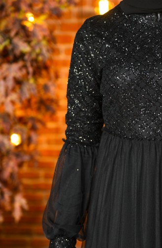 Black Hijab Evening Dress 5239-05