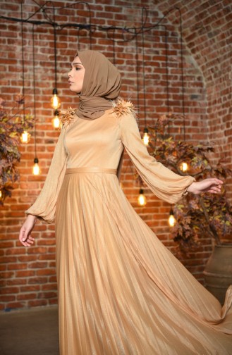 Gold Hijab-Abendkleider 4801-01