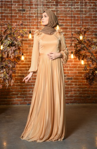 Gold Hijab-Abendkleider 4801-01