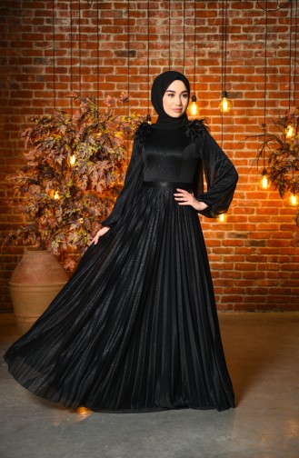 Schwarz Hijab-Abendkleider 4801-02