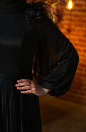 Schwarz Hijab-Abendkleider 4801-02