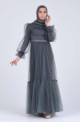 Unreife Mandelgrün Hijab-Abendkleider 4805-04