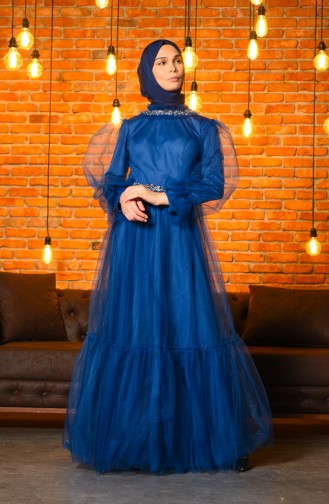 Indigo Hijab-Abendkleider 4805-05