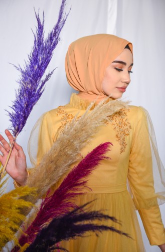 Beige Hijab-Abendkleider 4807-01