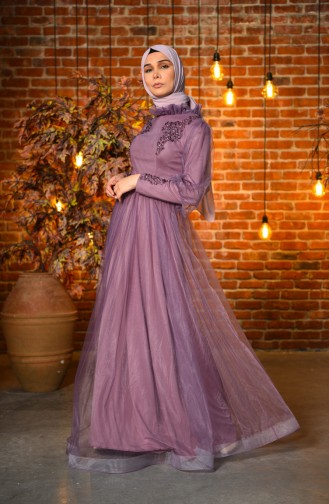 Lace Tulle Evening Dress 4807-03 Lilac 4807-03