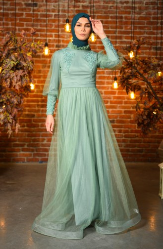 Lace Tulle Evening Dress 4807-04 Sea Green 4807-04