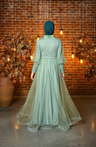 Unreife Mandelgrün Hijab-Abendkleider 4807-04