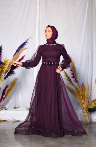 Lila Hijab-Abendkleider 4809-01