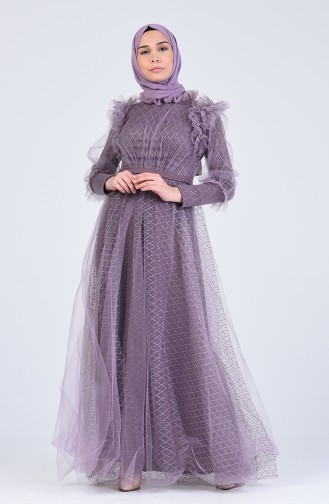 Silvery Tulle Evening Dress 4815-04 Lilac 4815-04