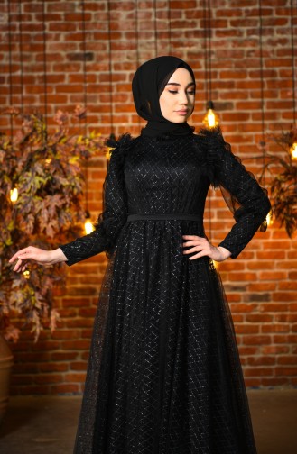 Schwarz Hijab-Abendkleider 4815-06