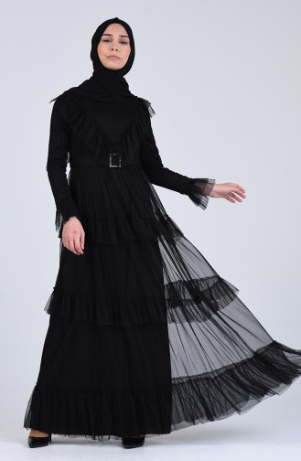 Schwarz Hijab-Abendkleider 12024-05