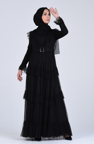 Schwarz Hijab-Abendkleider 12024-05