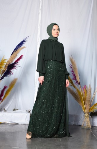 Robe de Soirée a Paillettes 5230-02 Vert emeraude 5230-02