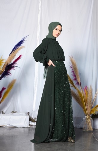 Sequined Evening Dress Emerald Green 5230-02