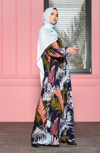 Dunkelblau Hijab Kleider 8235A-01
