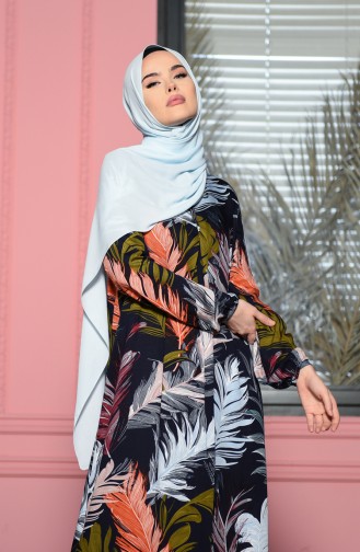 Dunkelblau Hijab Kleider 8235A-01