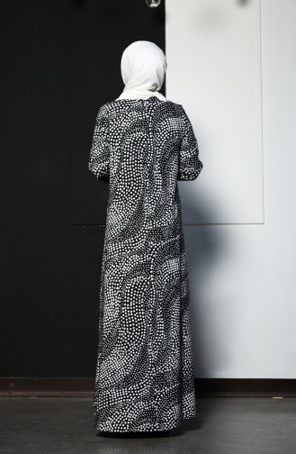 Kolu Lastikli Puantiyeli Elbise 8242-02 Siyah