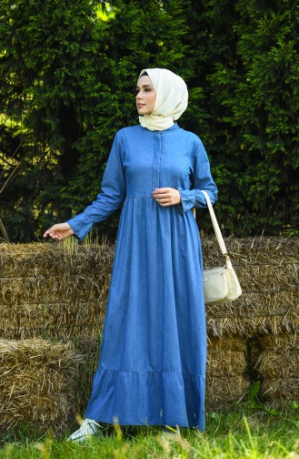 Jeansblau Hijab Kleider 5002-01
