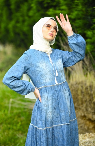 Denim Blue Hijab Dress 5083-01