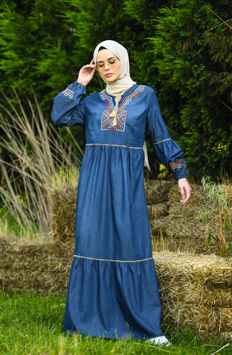 Robe Hijab Bleu Marine 8011 01 Sefamerve