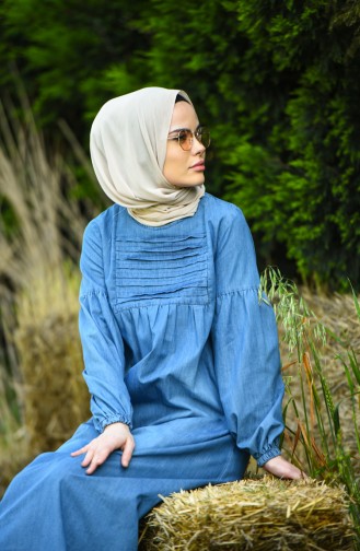 Robe Hijab Bleu Jean 8020-02