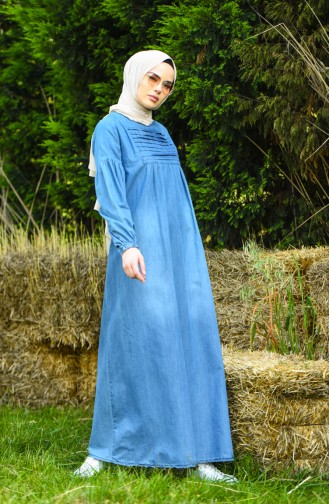 Robe Hijab Bleu Jean 8020-02