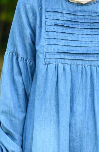Jeansblau Hijab Kleider 8020-02