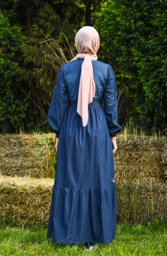 Navy Blue Hijab Dress 8032-02