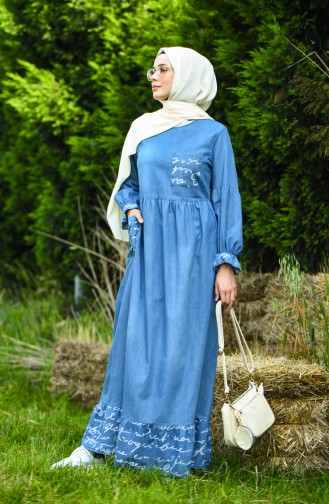 Robe Hijab Bleu Jean 8054C-01