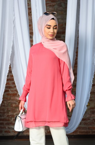 Dik Yaka Gipeli Tunik 8167-06 Gül Kurusu