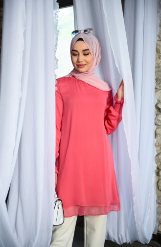 Dik Yaka Gipeli Tunik 8167-06 Gül Kurusu