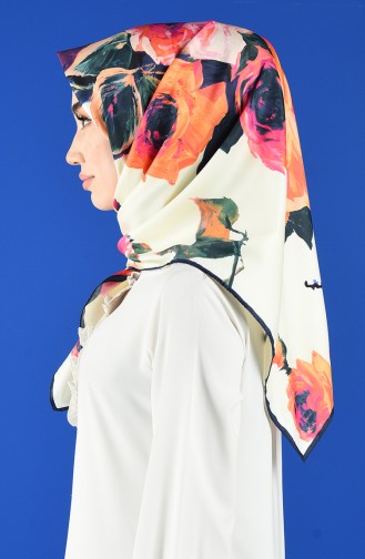 Aker S Twill Eşarp 7274-797-922 Lacivert Krem