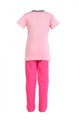 Kısa Kol Pijama Takım 9050-01 Pudra Fuşya