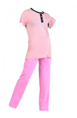 Kısa Kol Pijama Takım 9050-02 Pudra Pembe