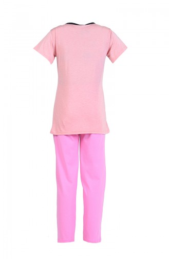 Kısa Kol Pijama Takım 9050-02 Pudra Pembe