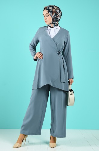 Side-tie Tunic Trousers Double Suit 21021-03 Sea Green 21021-03