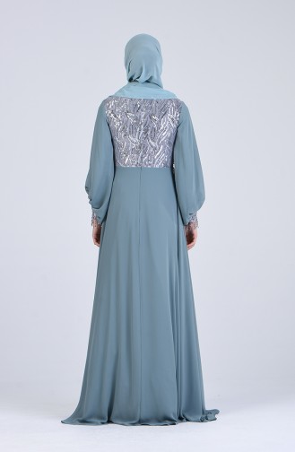 Unreife Mandelgrün Hijab-Abendkleider 4717-04