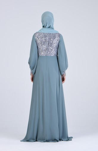 Sequined Chiffon Evening Dress 4717-04 Sea Green 4717-04