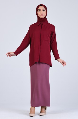 Claret red Overhemdblouse 6006-02